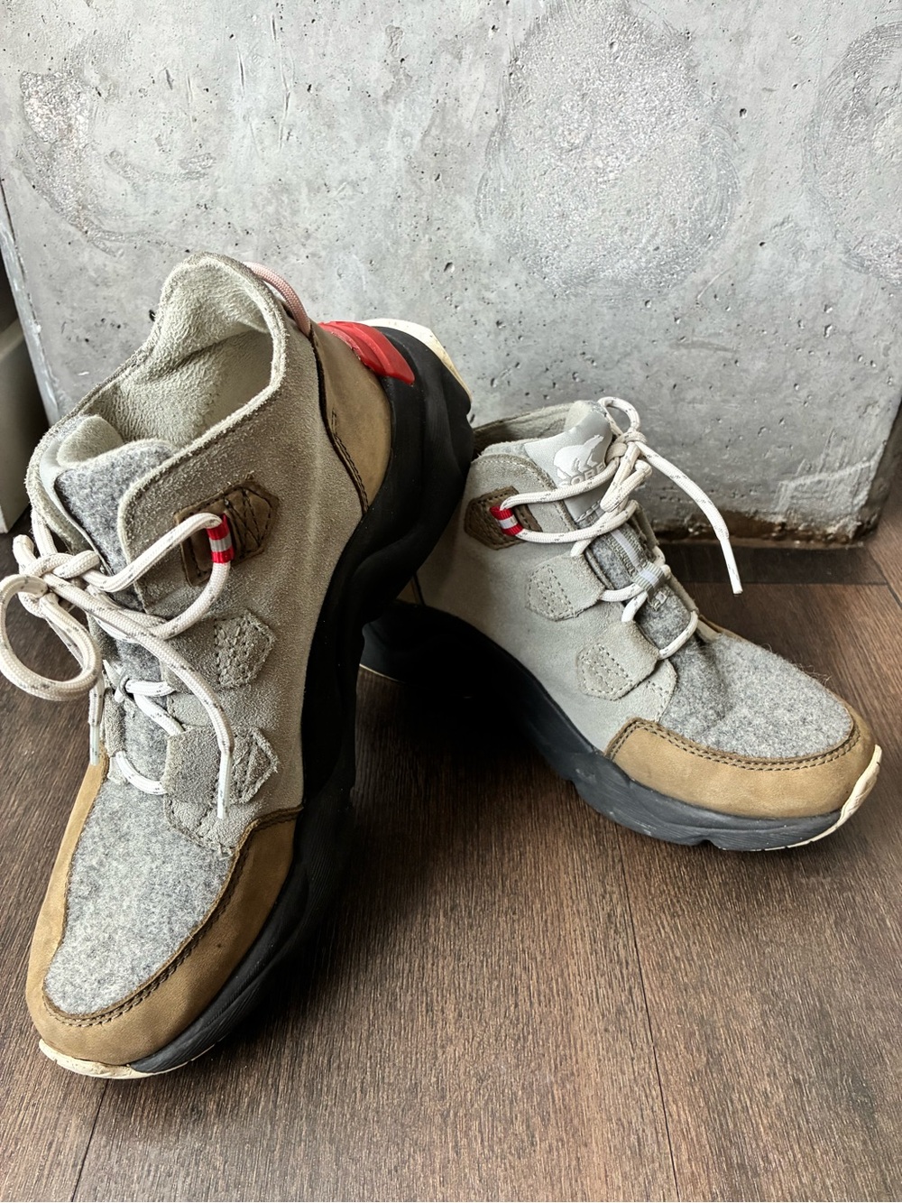 Sorel Grey and Brown Wool-Accent Women’s Winter Boots